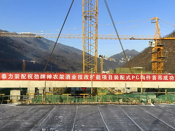2023.12.24  泰力装配承接的劲牌神农架酒业技改扩能项目首轮PC构件正式吊装
